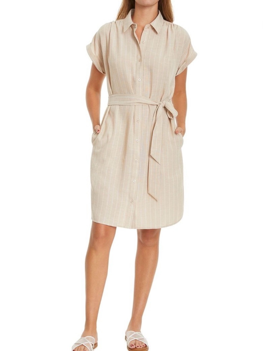 Nine West Women's Shirt Dress Size Medium Khaki
